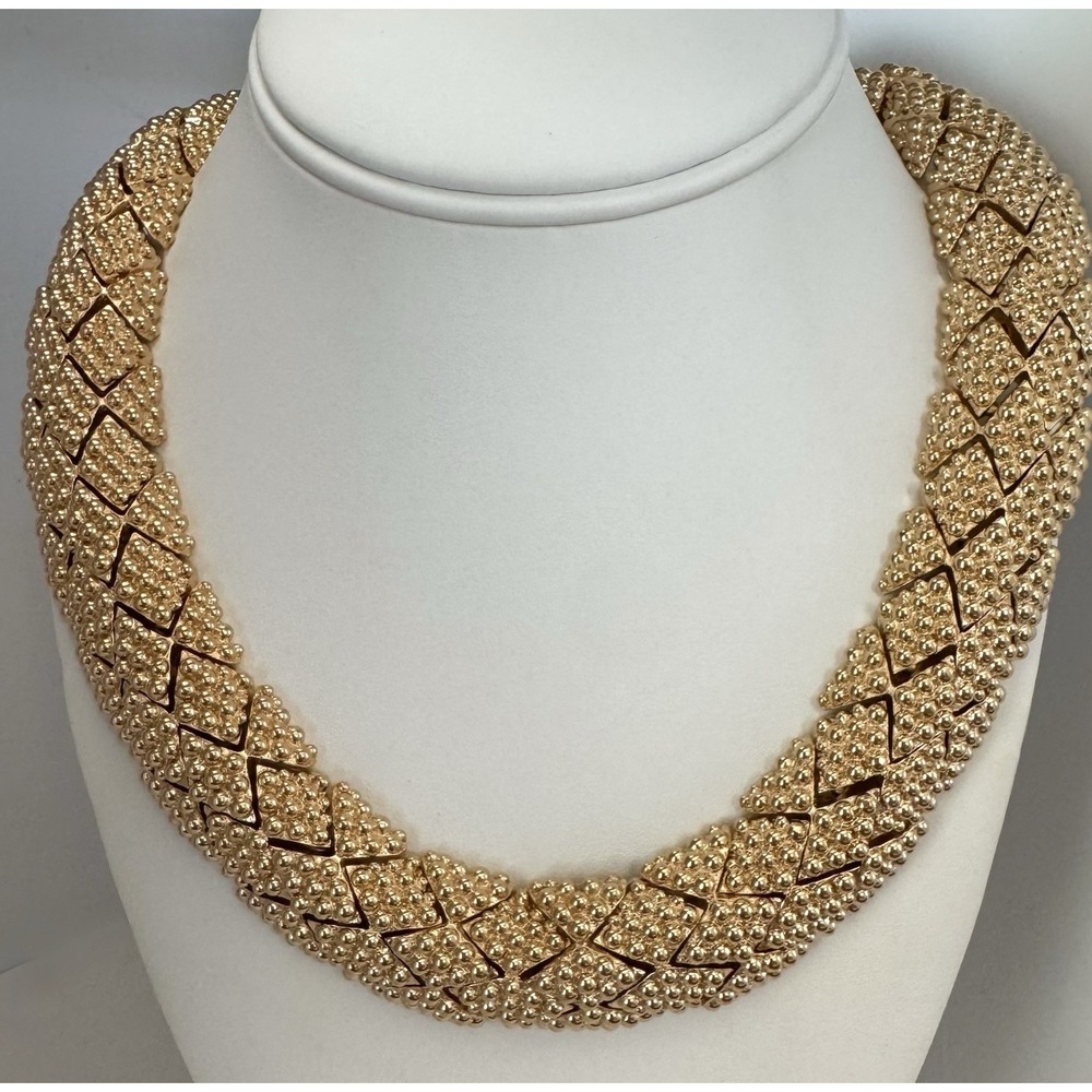 Ciner Gold Tone Collar Necklace 299g Heavy Textured Statement Vintage